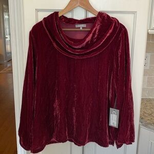 NWT Habitat Velvet Cowl Neck Pullover Cranberry